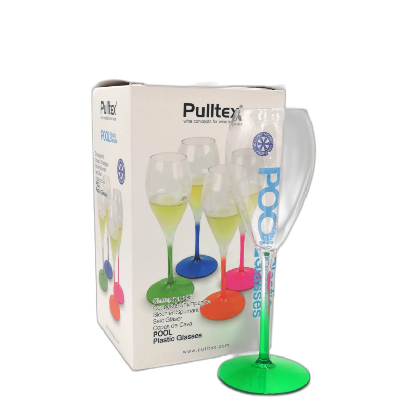 PULLTEX POOL PLASTIC GLASSES BICCHIERI DA SPUMANTE PLASTICA - 4PZ