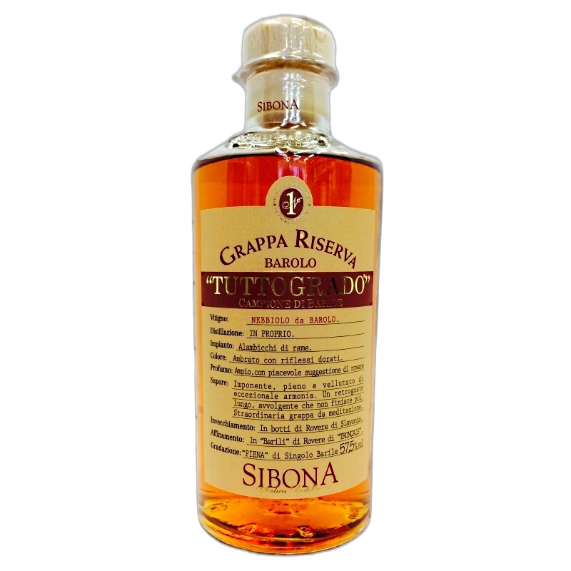 SIBONA GRAPPA TUTTOGRADO 50CL RISERVA DI BAROLO - 57,5% vol